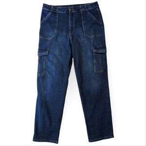 D Jeans Women's Dark Wash Cargo Straight Leg Stretch Denim size 12